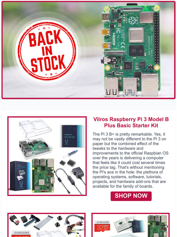 Vilros: BACK IN-STOCK! Raspberry Pi 4 Model B 4GB & Raspberry Pi 3 ...