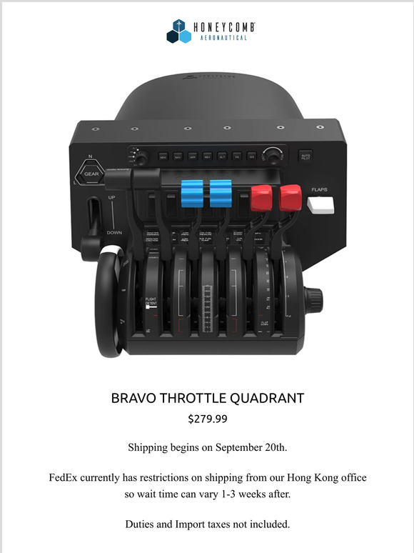 Order the Bravo Throttle Quadrant today.