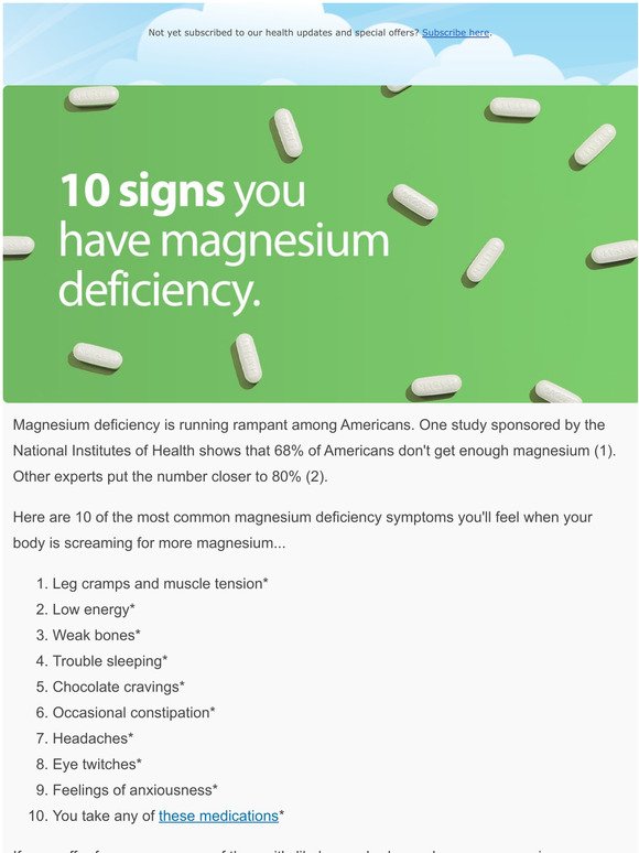 10 signs of a magnesium deficiency...