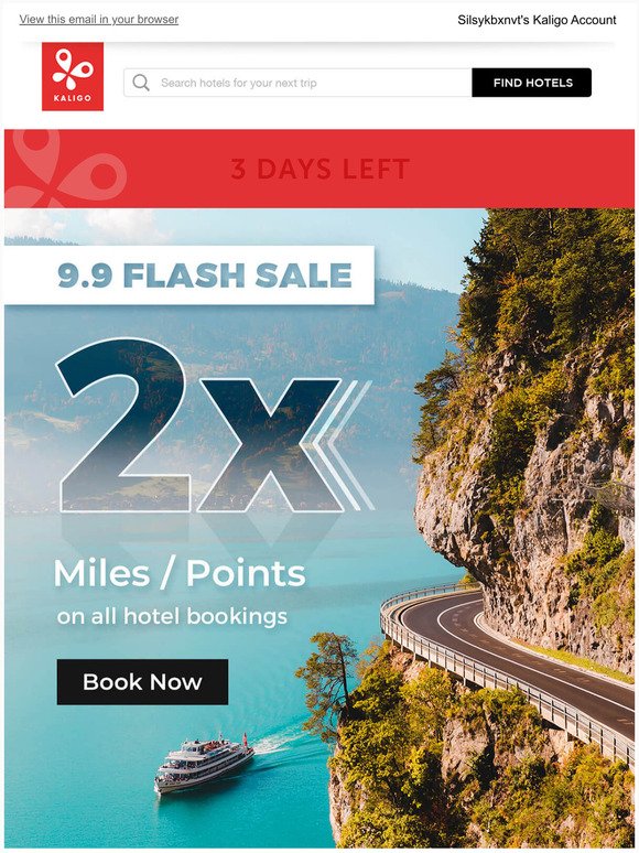 -DAYS LEFT! Enjoy DOUBLE miles/points on all hotel bookings!