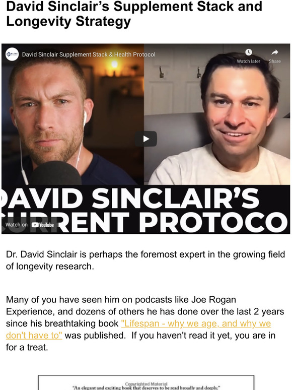 Alive By Science Dr. David Sinclair Longevity Protocol Milled