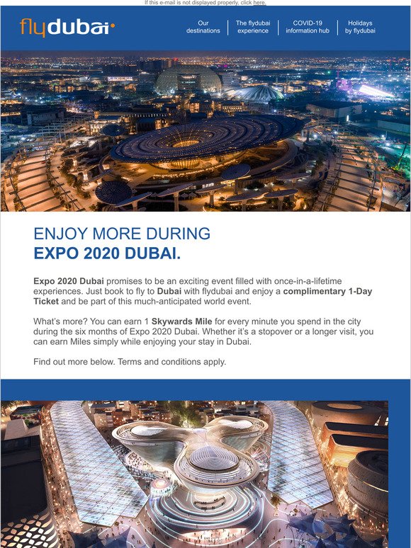 Enjoy a complimentary 1-Day Ticket to visit Expo 2020 Dubai