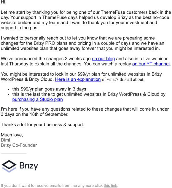 Brizy PRO Plans & Pricing Changes (in 3 Days)