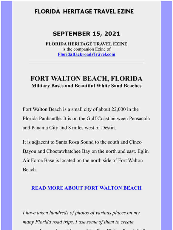 Florida Heritage Travel, September 15, 2021 - Fort Walton Beach