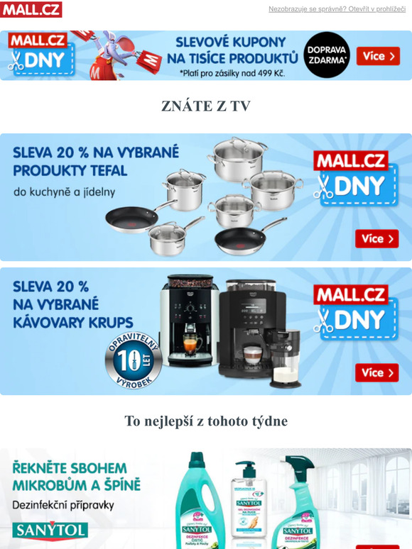 TEFAL a KRUPS nyn s 20% slevou na vybran spotebie