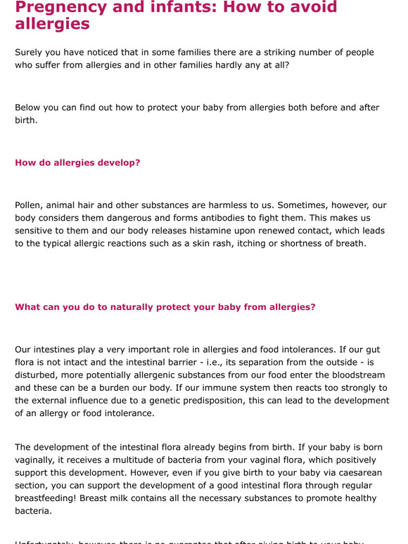 Pregnancy and infants: How to avoid allergies