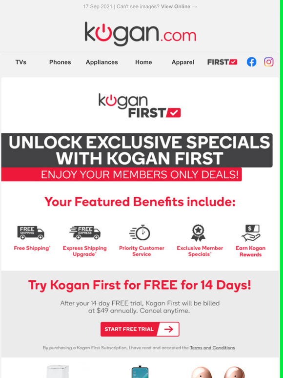 Unlock Exclusive Specials w/FREE 14 Day Kogan First Trial! Milled