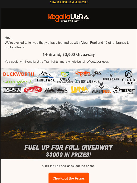 Awesome Giveaway - 14 Brands - Alpen Fuel - $3,000 Outdoor Products