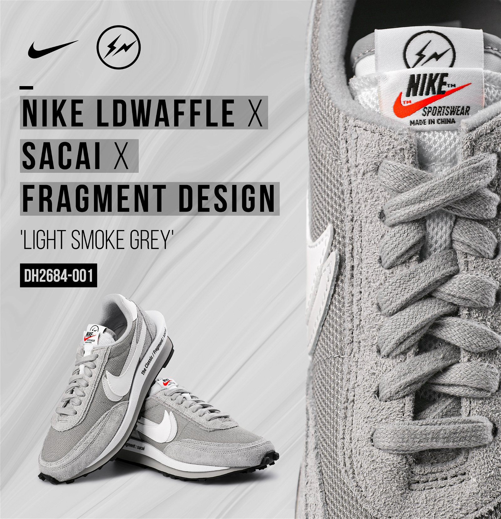 KickScrew: Fragment x Sacai x Nike LDWaffle: Light Smoke Grey | Milled