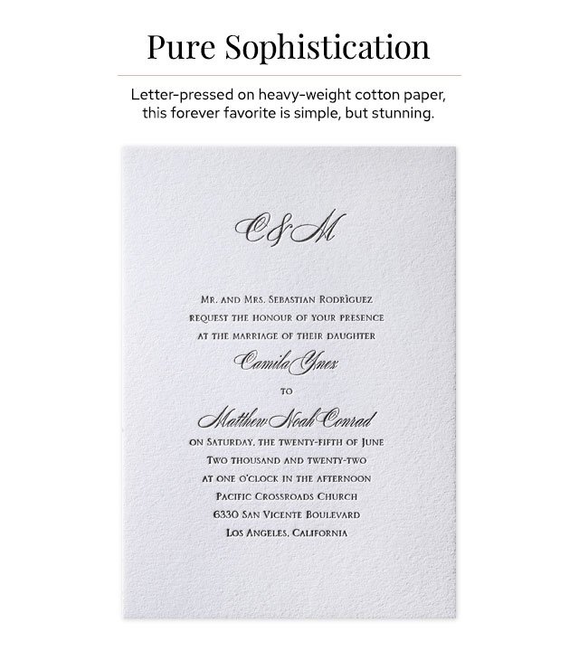 Pure Sophistication - Letterpress Invitation