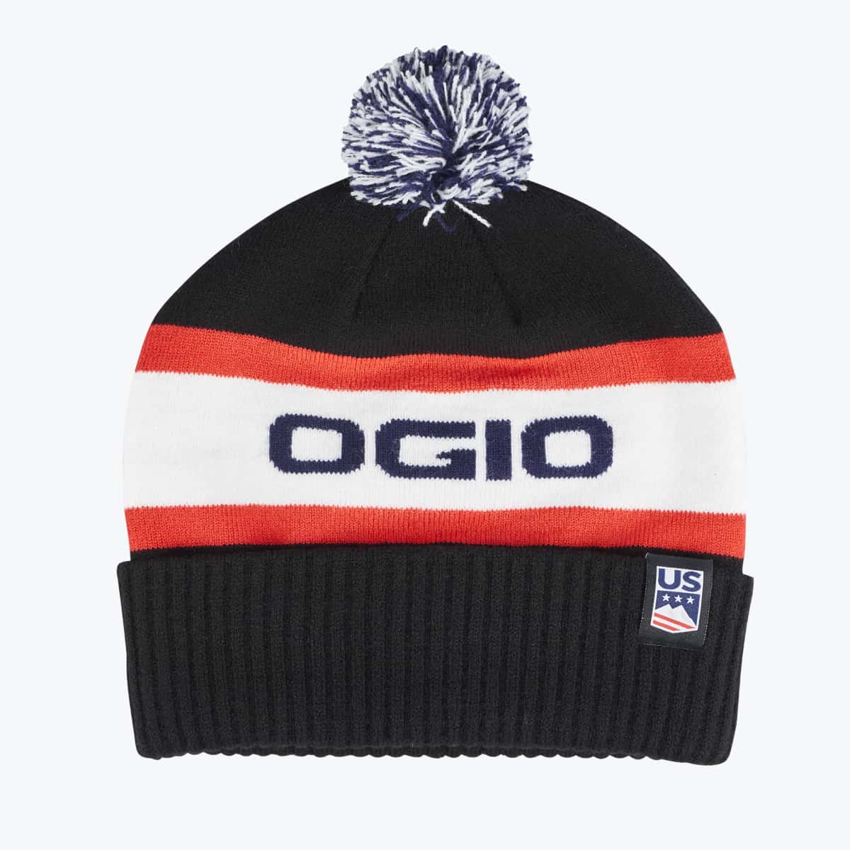 Black white and orange beanie with OGIO logo and USA team logo