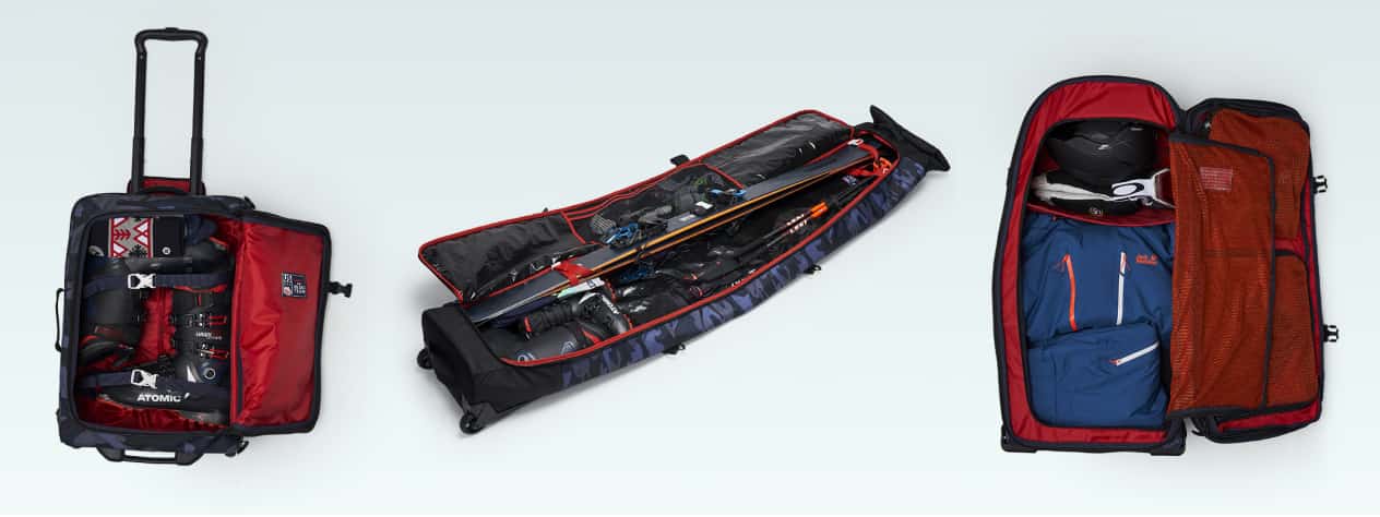 u s ski rig 9800 gear bag. massive 123 liter capacity, large main compartment with adjustable boot dividers and padded helmet chamber, Wide mouth LID opening for easy access to all gear compartments