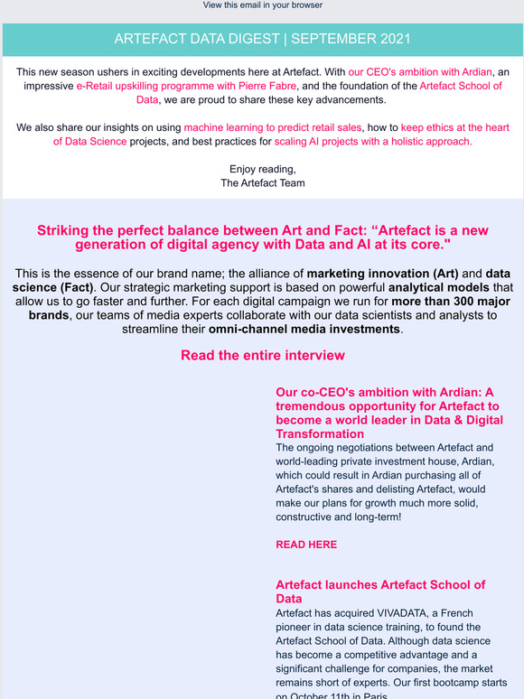 SEPTEMBER | Expansion ambitions with Ardian | School of Data Launch with VIVADATA | New nominations at Artefact APAC and MENA, etc...