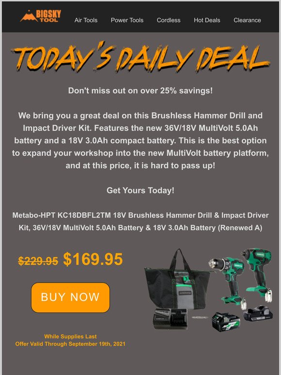 Drill and Driver Kit for $169.95