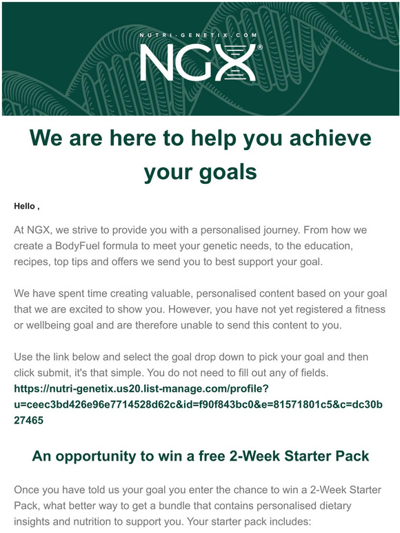 Tell Us Your Goal, Win An NGX 2Week Starter Pack! Milled