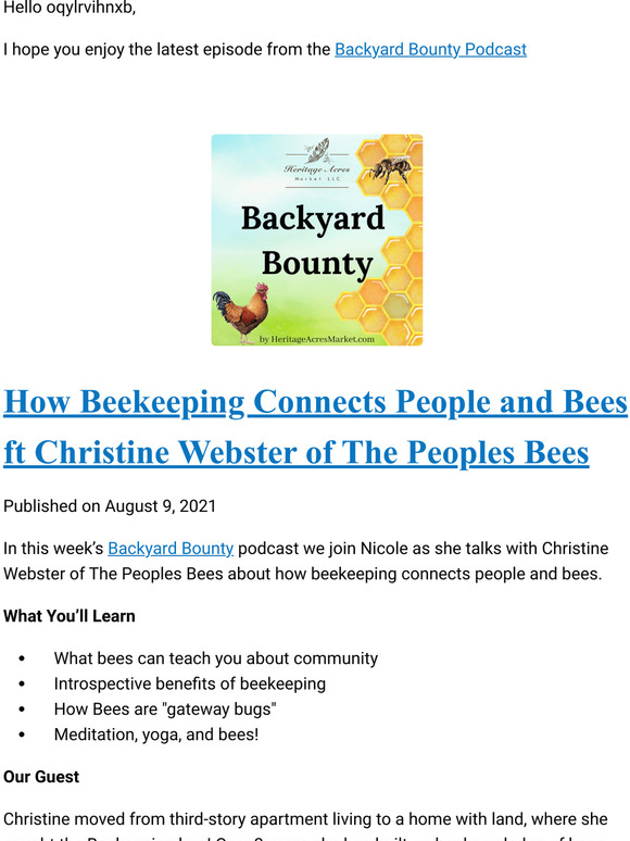 Backyard Bounty - How Beekeeping Connects People and Bees ft Christine Webster of The Peoples Bees