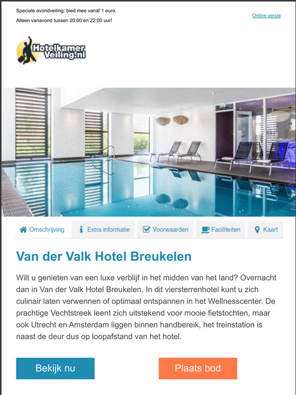 hotelkamerveiling Avond In luxe overnachten bij van der Valk Breukelen incl. ontbijt Voucher