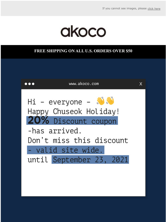 [HAPPY CHUSEOK] 20% OFF EMAIL EXCLUSIVE