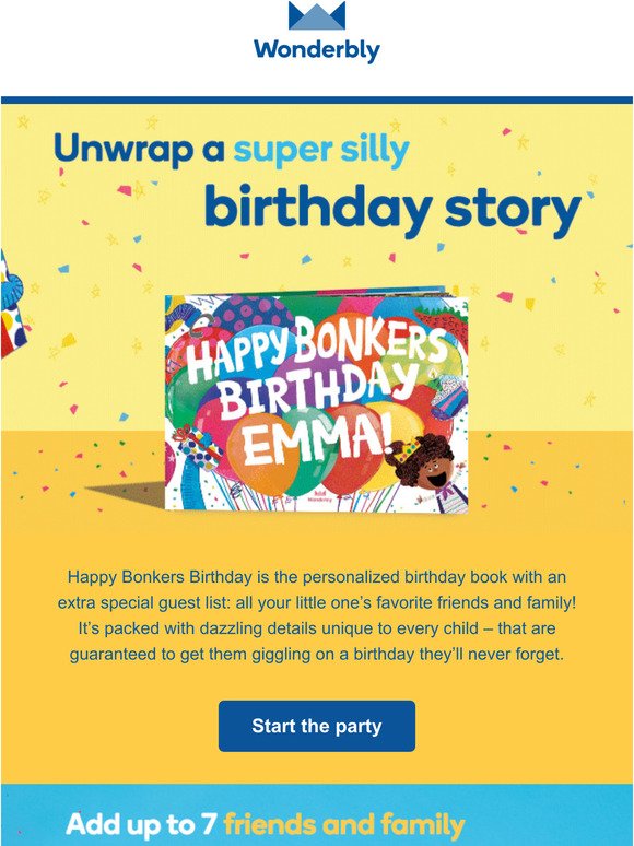 Celebrate your childs birthday with a party  in a book!
