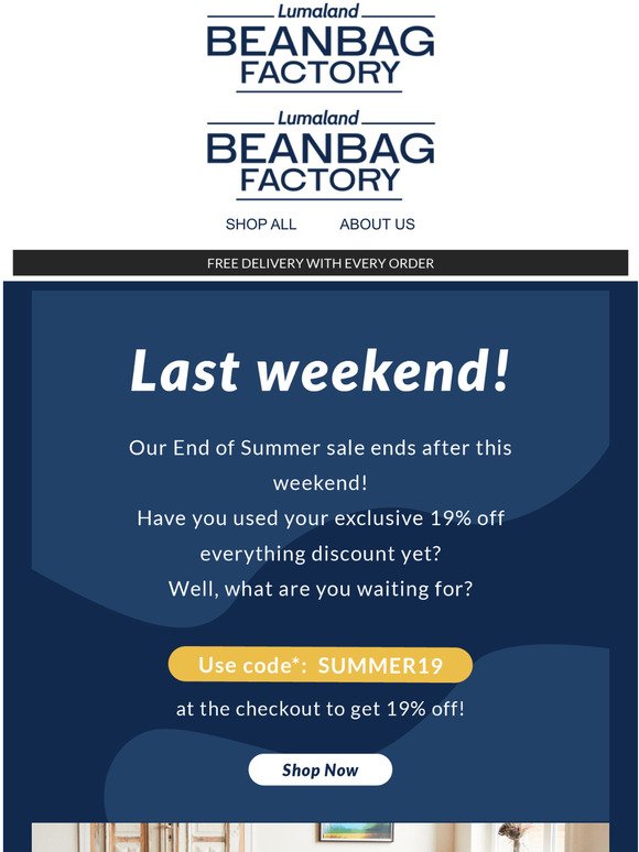  Last chance to use your exclusive 19% off! 