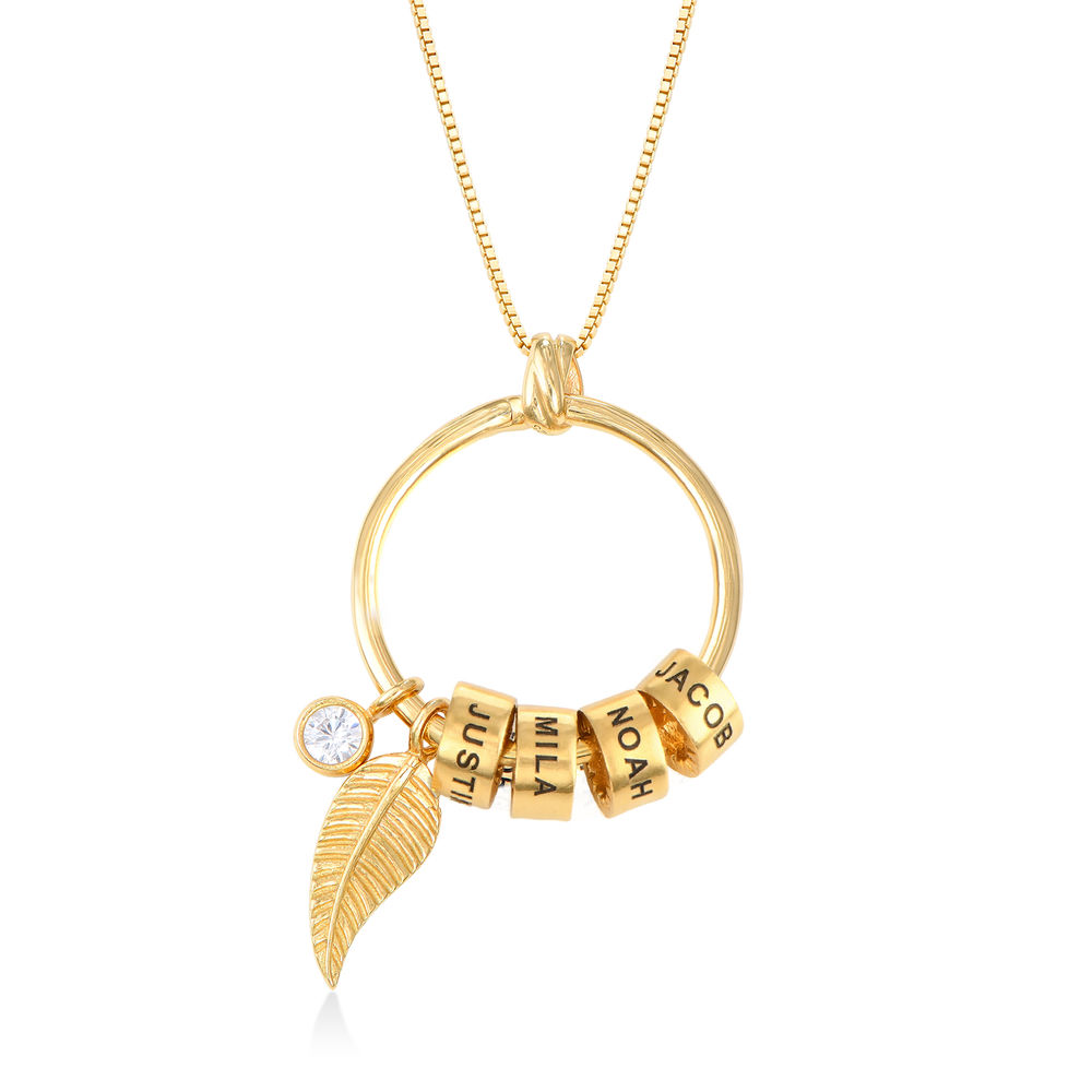 Linda Kreisanhänger-Kette mit Blatt und personalisierten Beads™ in