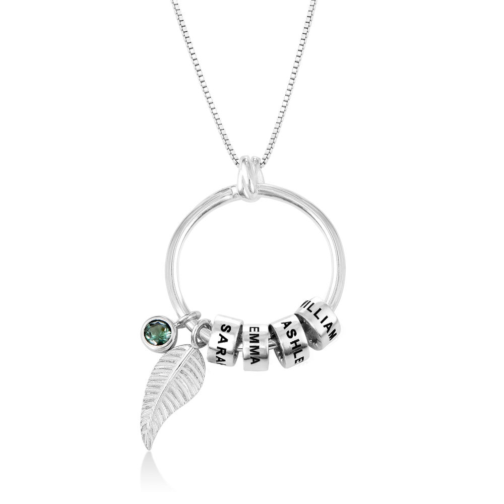 Linda Kreisanhänger-Kette mit Blatt und personalisierten Beads™ aus