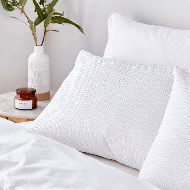 Waffle cotton QB quilt cover set white $38.