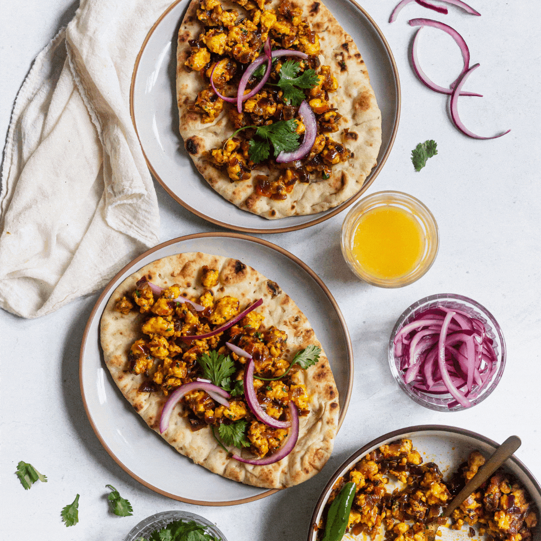 Sach Foods Paneer Bhurji (Scramble) with Pickled Red Onion Flatbreads