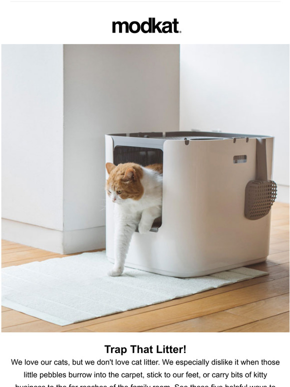 Minimize your cat's litter tracking with a litter box mat. - Modkat