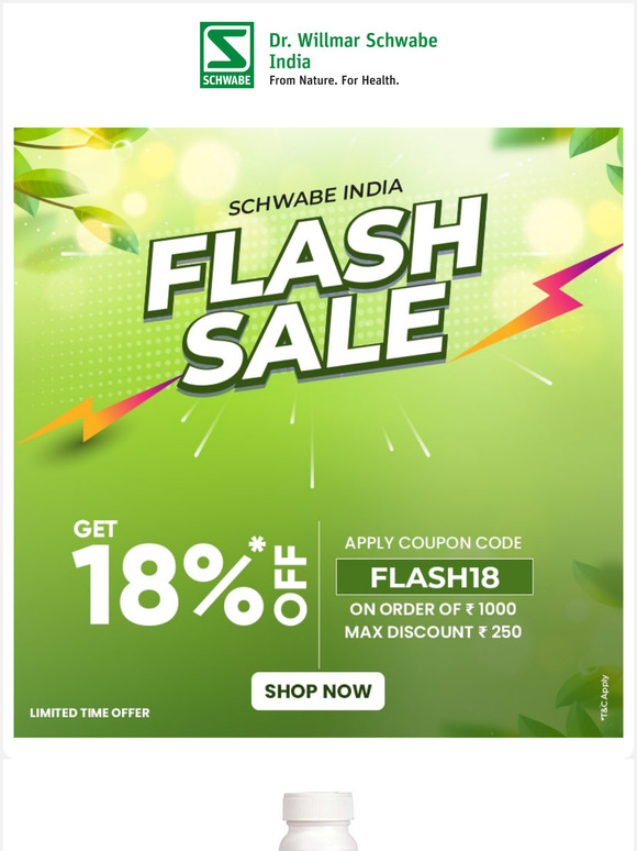 Get 18% off  on Schwabe India Flash Sale
