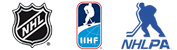 NHL, IIHF, and NHLPA logos