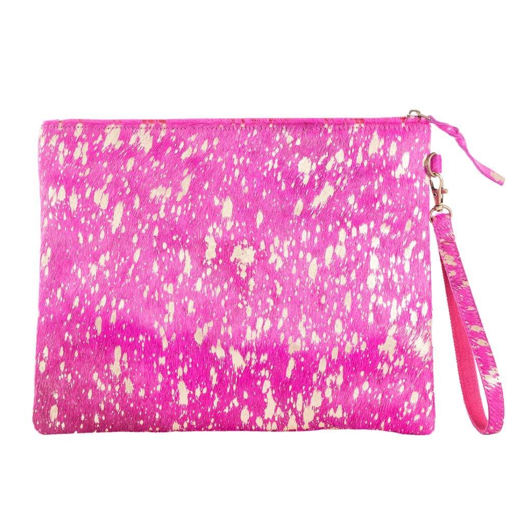 Image of Pink/Gold Metallic Hair on Leather Clutch