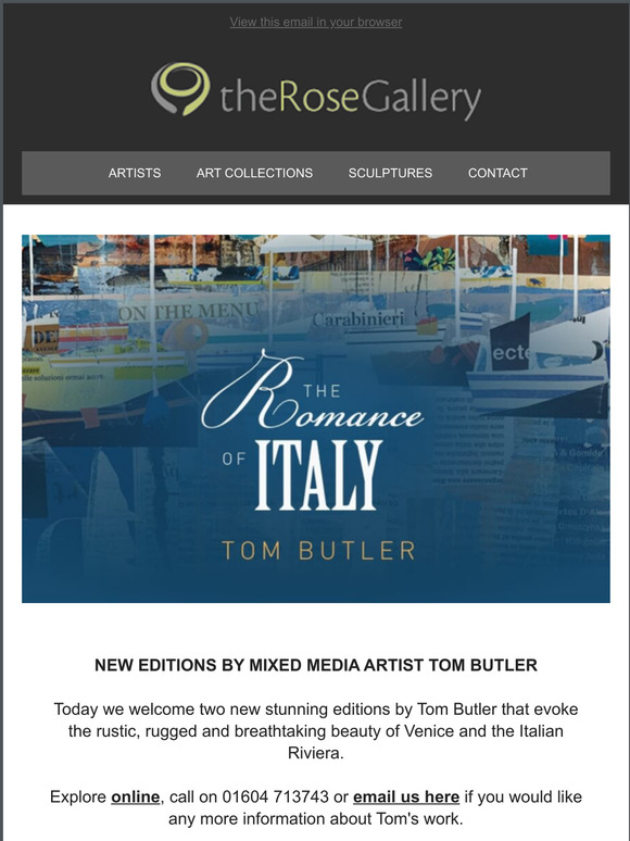 Tom Butler inspired by the serene beauty of Italy
