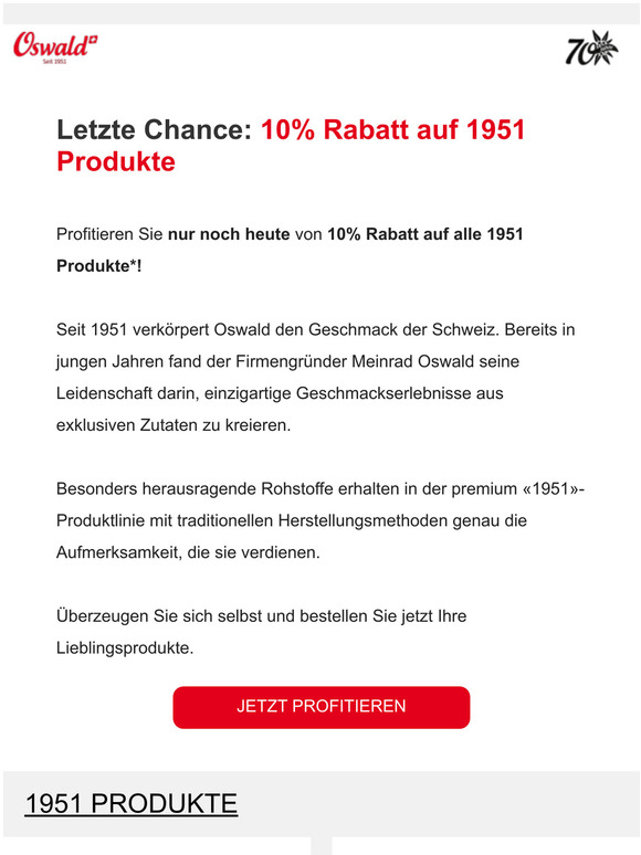 Letzte Chance: 10% Rabatt auf 1951 Produkte