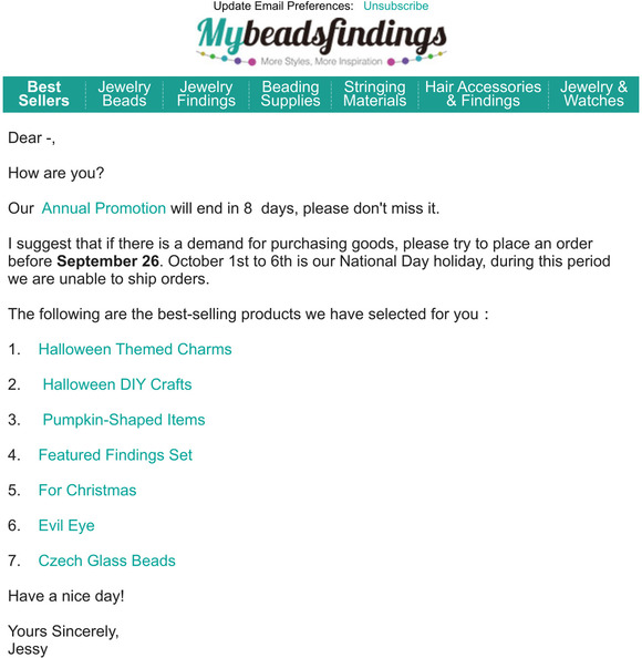 Last 6 Days!! My Beads Findings Annual Big Promotion