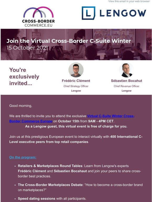 Exclusive invitation: Join Lengow at the Virtual Cross-Border C-Suite Winter