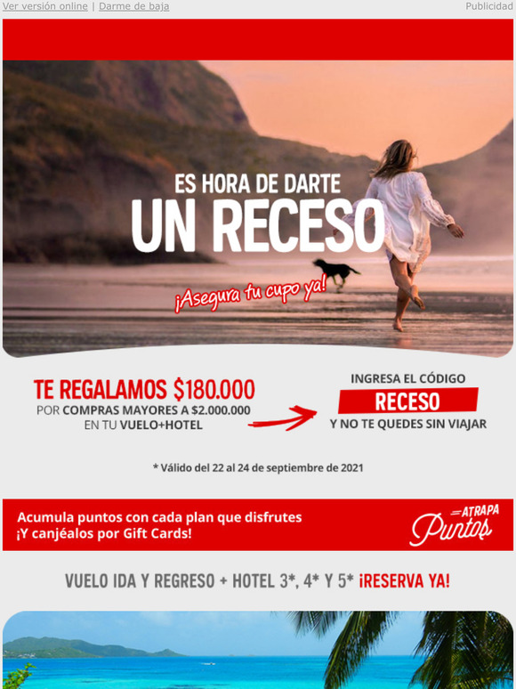 Te regalamos $180.000 para viajar en la semana de receso!