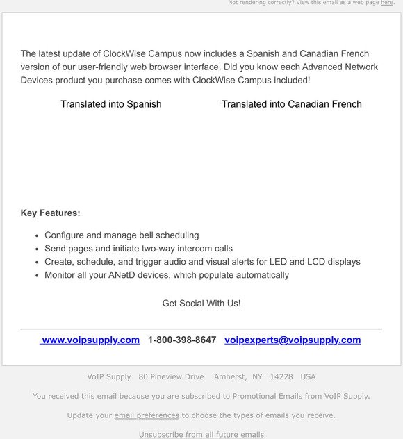Advanced Network Devices - ClockWise Campus Now Available in Spanish and Canadian French