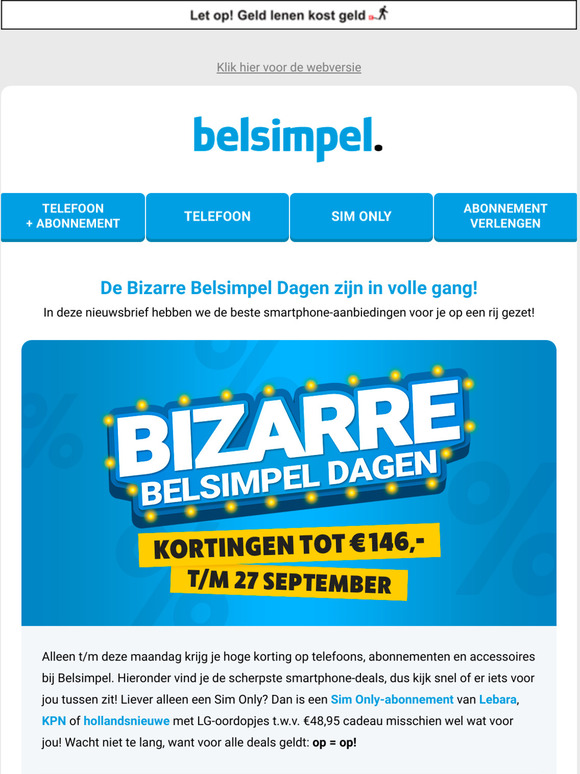 De beste smartphone-aanbiedingen van de Bizarre Belsimpel Dagen!