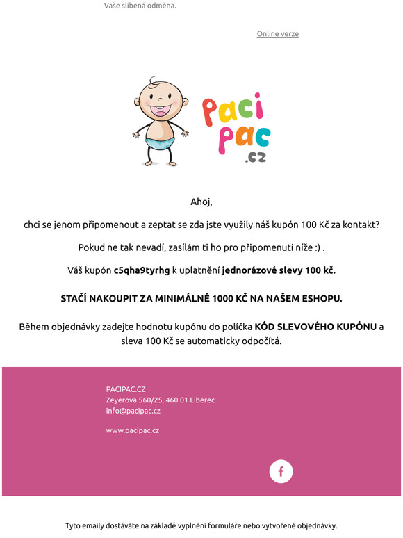 Crrr, ppp tady pipomnka tvoj slevy.