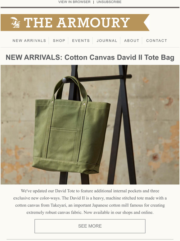 The Armoury: NEW ARRIVALS: Cotton Canvas David II Totes | Ivy League ...