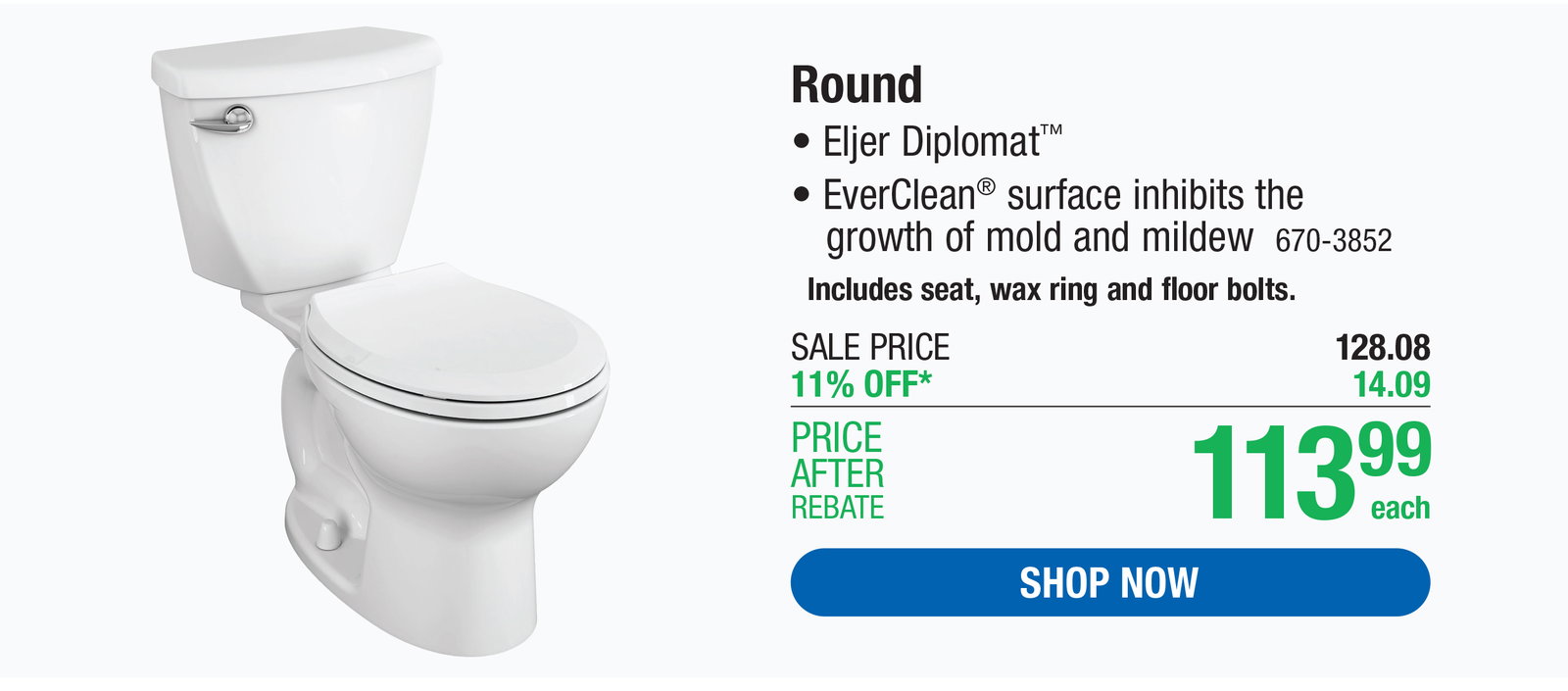 Round Eljer Diplomat Toilet