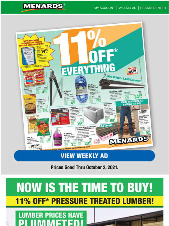 Menards 11 OFF* + Sale Prices & FREE After Rebates*!?! Milled