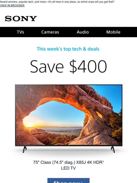 Sony Spotlight on AwardWinning TV, Top Seller, and Favorites of Sony