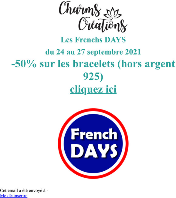 Charms Crations : les Frenchs DAYS du 24 au 27 septembre 2021