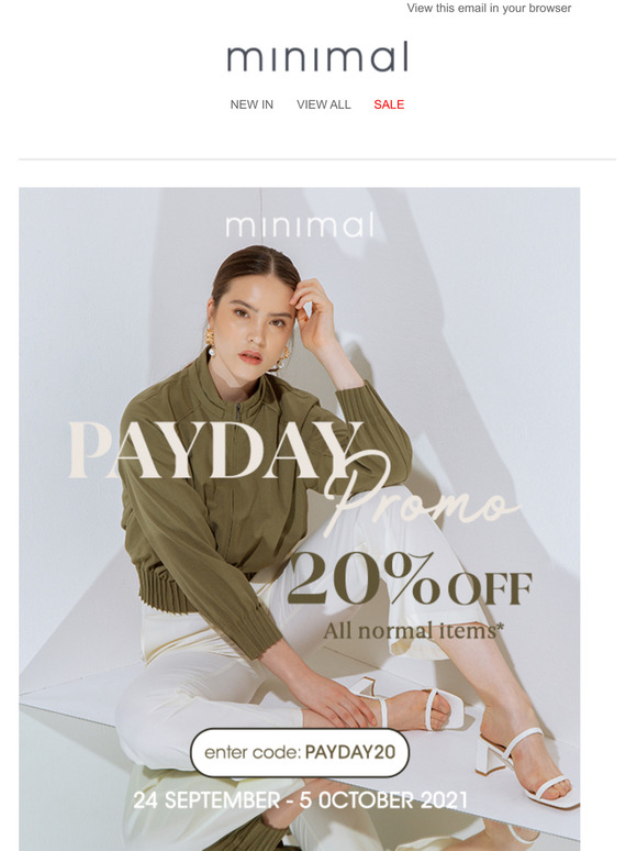 PAYDAY SPECIAL: 20% OFF all normal items