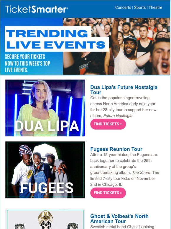 Dua Lipa, The Fugees, and Ghost Lead This Week's Top Tours