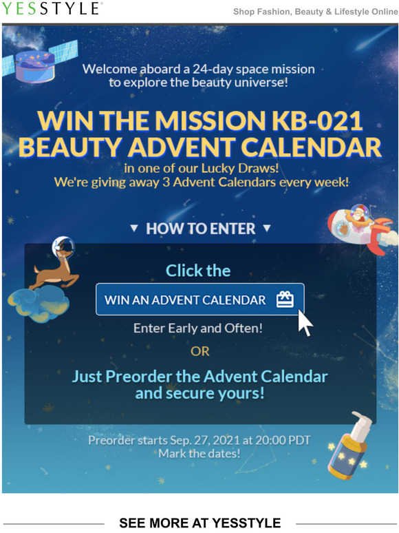 YESSTYLE Win YesStyle's KBeauty Advent Calendar 2021! Or just