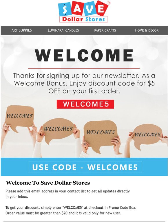 Save Dollar Stores: Newsletter subscription success