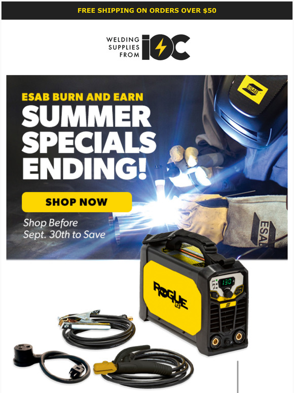 Welding Supplies From Ioc Price Alert Esab Savings End The 30th Milled